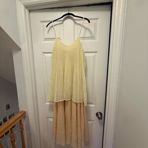 Zara Nwt Pleated Dress With Metalic Thread Flare Flounce